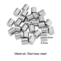 Silver stainless steel 6mm cylindrical cord end caps for DIY jewelry making - Vacuum Plated Single Piece (HP0211) / Steel Color (Internal 6.5mm)
