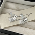 Dettaglio macro di orecchini a nappa in argento sterling 925 con finitura lucida su velluto - Frange a Forma di Ventaglio / Argento