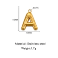 Mini 18K gold plated stainless steel bubble letter A pendant for DIY jewelry - Letter A / Gold