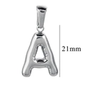 Polished silver stainless steel bubble initial A pendant charm with 21mm height - Steel-Letter A
