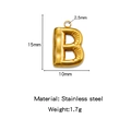 Mini 18K gold plated stainless steel letter B bubble pendant with 15mm height - Letter B / Gold