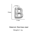 Mini silver bubble letter B pendant in stainless steel with 15mm height dimensions - Letter B / Steel