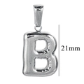 Polished silver stainless steel letter B bubble pendant accessory in 21mm size - Steel-Letter B