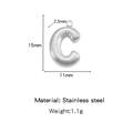 Silver stainless steel bubble letter C charm pendant for DIY jewelry making 15mm - Letter C / Steel