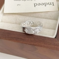 Macro shot of silver star and moon ring with cubic zirconia in a wooden jewelry box - Open Adjustable / Eight-pointed Star Ring - Silver Color