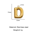 Mini 18K gold plated stainless steel letter D bubble charm for DIY jewelry making - Letter D / Gold