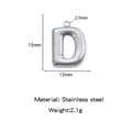 Minimalist silver stainless steel 3D bubble letter D charm pendant with 15mm height - Letter D / Steel