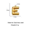 Golden stainless steel bubble letter E pendant charm with 18K gold plated finish - Letter E / Gold