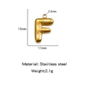 Mini 18K gold-plated stainless steel bubble letter F pendant with 15mm height - Letter F / Gold
