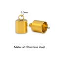 7mm gold stainless steel end cap connector with 3mm top ring for jewelry making - Gold (Inner 7.0mm)