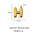 Mini 18K gold-plated stainless steel bubble letter H pendant with size measurements - Letter H / Gold