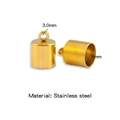 3mm hole 8mm inner diameter gold plated stainless steel cord end cap for jewelry - Gold (Inner 8.0mm)