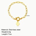 Golden stainless steel bracelet featuring a gingerbread man charm and 3.6mm chain - Gingerbread Man Shape (HB0094G04)