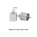 Silver stainless steel end caps with 3mm ring for DIY jewelry cord bracelets - Steel Color (Inner 8.0mm)