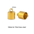 Gold stainless steel 4.0mm cord end caps for DIY jewelry making and bracelet findings - Gold (Inner 9.0mm)