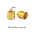 Golden stainless steel cord end caps 4mm with loop for DIY jewelry making - Gold (Inner 10.0mm)