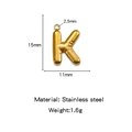 Gold plated 18K bubble letter K pendant in stainless steel with 15mm height - Letter K / Gold