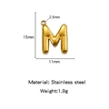 Miniature bubble letter M pendant in 18K gold plated stainless steel with dimensions - Letter M / Gold
