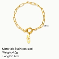 Golden stainless steel paperclip chain bracelet with cute reindeer charm pendant - Colorful Fawn Pendant (HB0094G24)