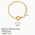 Gold stainless steel paperclip chain bracelet with gingerbread man charm for women - Gingerbread Man Pendant (HB0094G20)