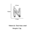 Silver stainless steel letter N bubble pendant with palm print and 15mm height - Letter N / Steel