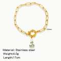 Gold stainless steel link bracelet with colorful enamel house charm and details - Painted Small House (HB0094G21)