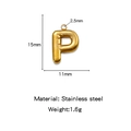 Miniature 18K gold-plated stainless steel puffy letter P pendant, DIY jewelry charm 15mm - Letter P / Gold