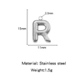 Minimalist stainless steel letter R bubble pendant in silver finish with dimensions - Letter R / Steel