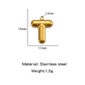 Polished 18K gold plated stainless steel mini bubble letter T charm pendant for DIY jewelry - Letter T / Gold