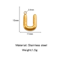 Mini 18K gold plated stainless steel U-shaped bubble pendant with 15mm height - Letter U / Gold