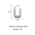 Silver stainless steel U-shaped bubble letter pendant with precise dimensions and weight - Letter U / Steel