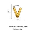 18K gold-plated stainless steel bubble letter V mini pendant charm for DIY jewelry making - Letter V / Gold