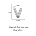 Silver color letter V bubble pendant made of polished stainless steel for DIY jewelry - Letter V / Steel