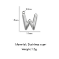 Polished silver stainless steel bubble letter W pendant with precise dimensions - Letter W / Steel