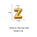 Minimalist 18K gold plated stainless steel bubble letter Z pendant with size dimensions - Letter Z / Gold