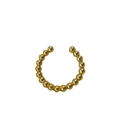 Minimalist 925 sterling silver beaded open ring with polished gold spheres design - Gold Bead Open Style (SR1041H)