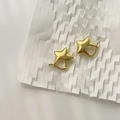 Close-up of gold-plated S925 sterling silver star hoop earrings on a white background - 925 Silver / 18k Gold