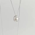 Minimalist 925 sterling silver geometric pendant necklace with natural white freshwater pearl - 925 Silver / Silver