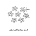Perles de fleurs à 5 pétales en acier inoxydable de 9mm avec trou central de 1,5mm - Argent (HP0212S08)