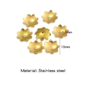Calottes à fleurs dorées de 10mm en acier inoxydable pour création de bijoux - Or (HP0212G12)