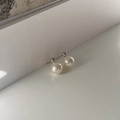 Elegant 925 silver stud earrings with high-luster white round pearls for daily wear - 925 Silver / White Gold-Round Bead