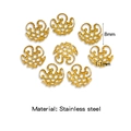 Lot de 8 coupelles fleurs creuses 8mm en acier inoxydable doré 18K pour création de bijoux - Or (HP0212G17)
