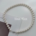 Classic 10mm white faux pearl choker necklace 40cm with silver metal clasp - 40cm / 10mm Bead Diameter / White