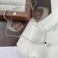 Close-up of S925 silver beaded chain with black zircon and white freshwater pearl pendant - 925 Silver / Silver