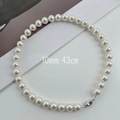 Classic 10mm round white faux pearl necklace with 43cm silver clasp for women - 43cm / 10mm Bead Diameter / White