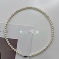 Classic 6mm white faux pearl necklace with silver clasp and 40cm chain length - 40cm / 6mm Bead Diameter / White