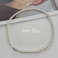 Classic 6mm white faux pearl necklace with 43cm length and elegant silver clasp - 43cm / 6mm Bead Diameter / White