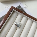 Détail du pendentif cœur en argent sterling 925 poli sur une chaîne à billes fine - Argent 925 / Argent