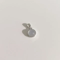 S925 sterling silver necklace with a minimalist round gray gemstone pendant on white background - 925 Silver / White Agate-White Gold Color