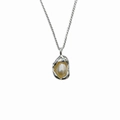 Elegant S925 sterling silver necklace with organic molten pendant and lustrous white pearl - Lava Frame Pearl Pendant (SN3020)